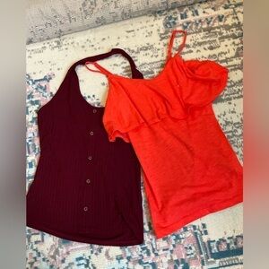 Decree ruffle bust tank top and Caution to The Wind Maroon Halter XS